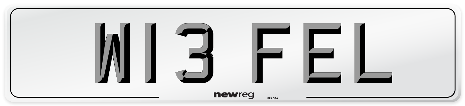 W13 FEL Number Plate from New Reg